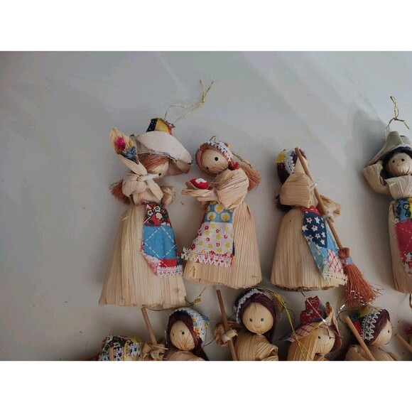 Cornstalk Doll Christmas Ornament Lot ~  Vtg  Collectible Lot Of 15 - Picture 5 of 10